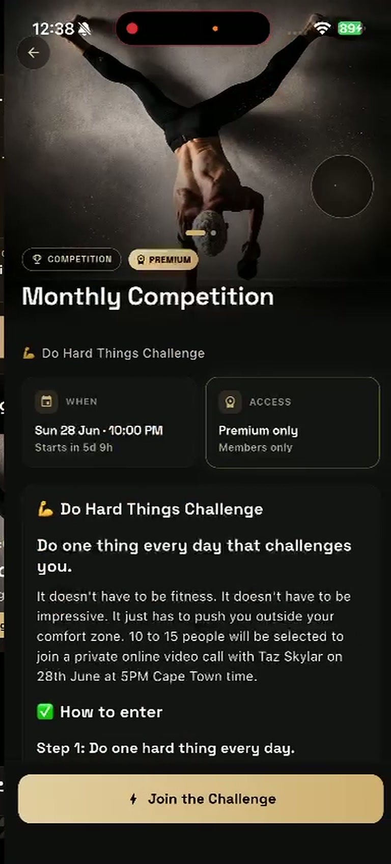 A monthly competition and a do-hard-things challenge to join
